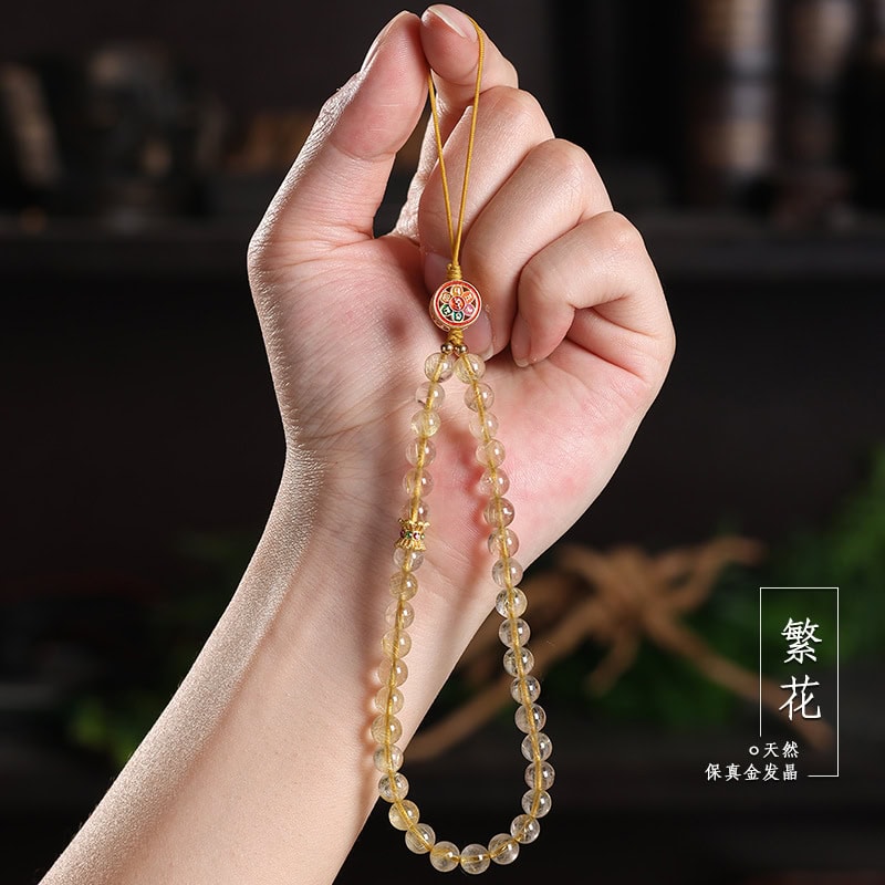 金髮晶手機鏈水晶串珠手機殼掛件：圖片 3