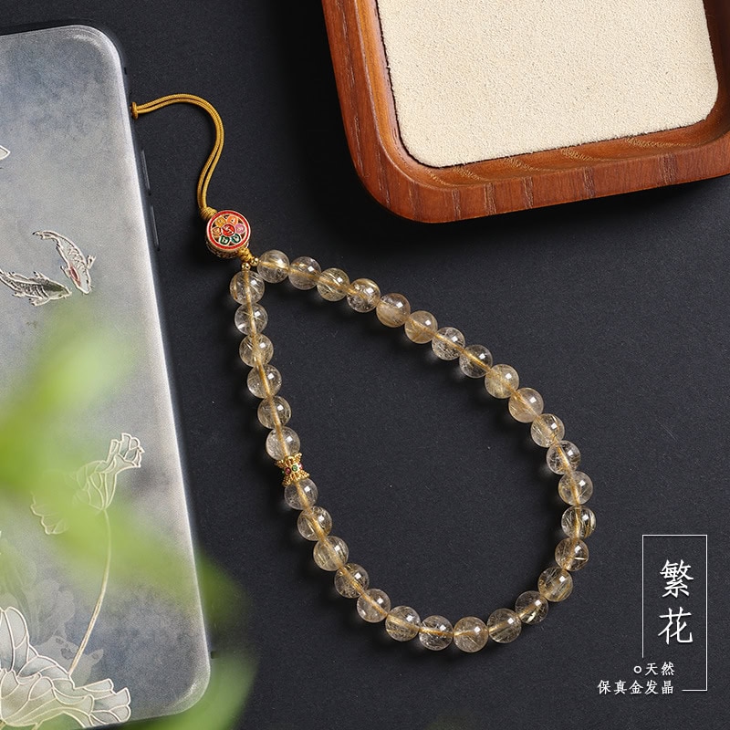 金髮晶手機鏈水晶串珠手機殼掛件：圖片 4
