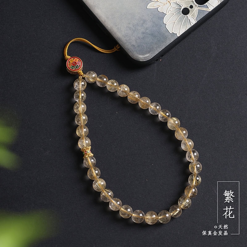 金髮晶手機鏈水晶串珠手機殼掛件：圖片 5
