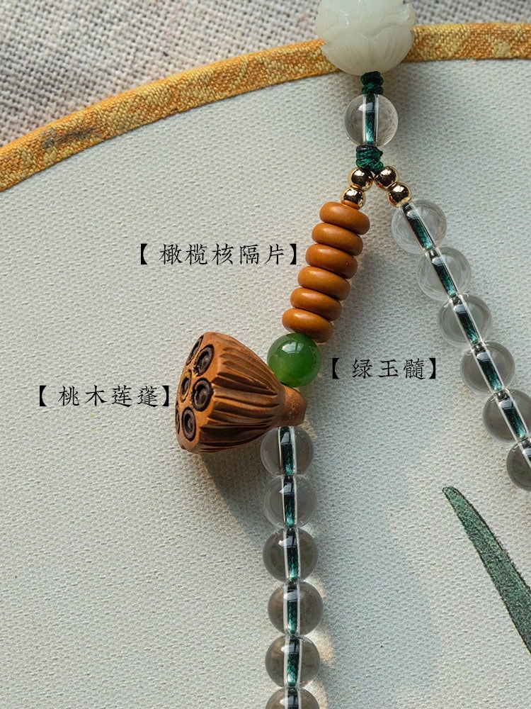 天然白水晶手機鏈短款掛件小蓮蓬手機掛繩：圖片 4