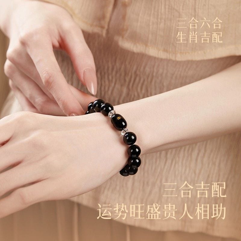 黑曜石十二生肖佛珠手鏈：圖片 5