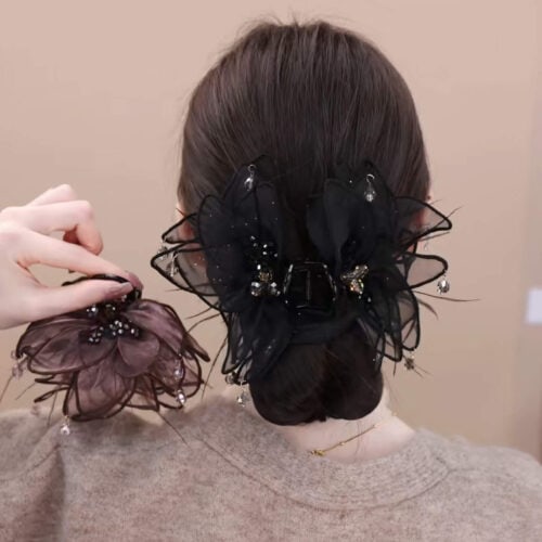霧羽花髮夾女後腦勺盤髮鯊魚夾：圖片 4