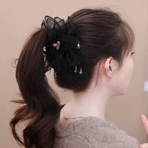 霧羽花髮夾女後腦勺盤髮鯊魚夾：圖片 6