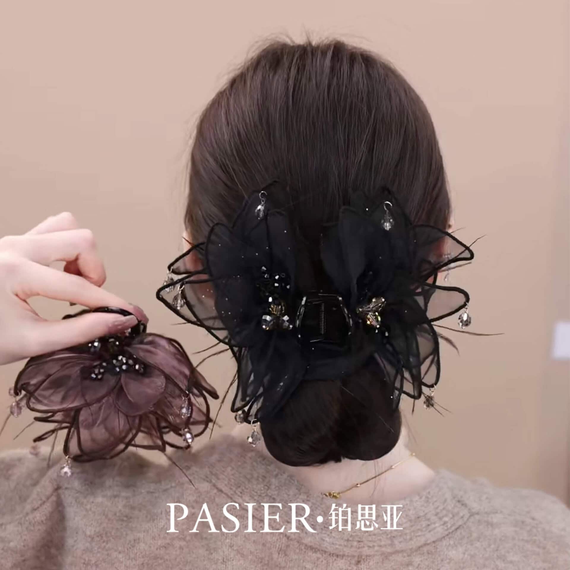 霧羽花髮夾女後腦勺盤髮鯊魚夾