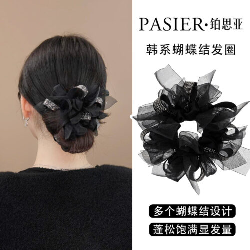 閃耀蝴蝶結大腸髮圈新款精致頭繩