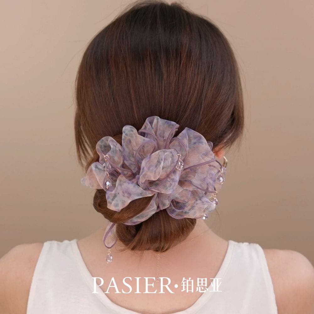 巴黎假日髮圈女法式蓬松大號花苞丸子頭繩