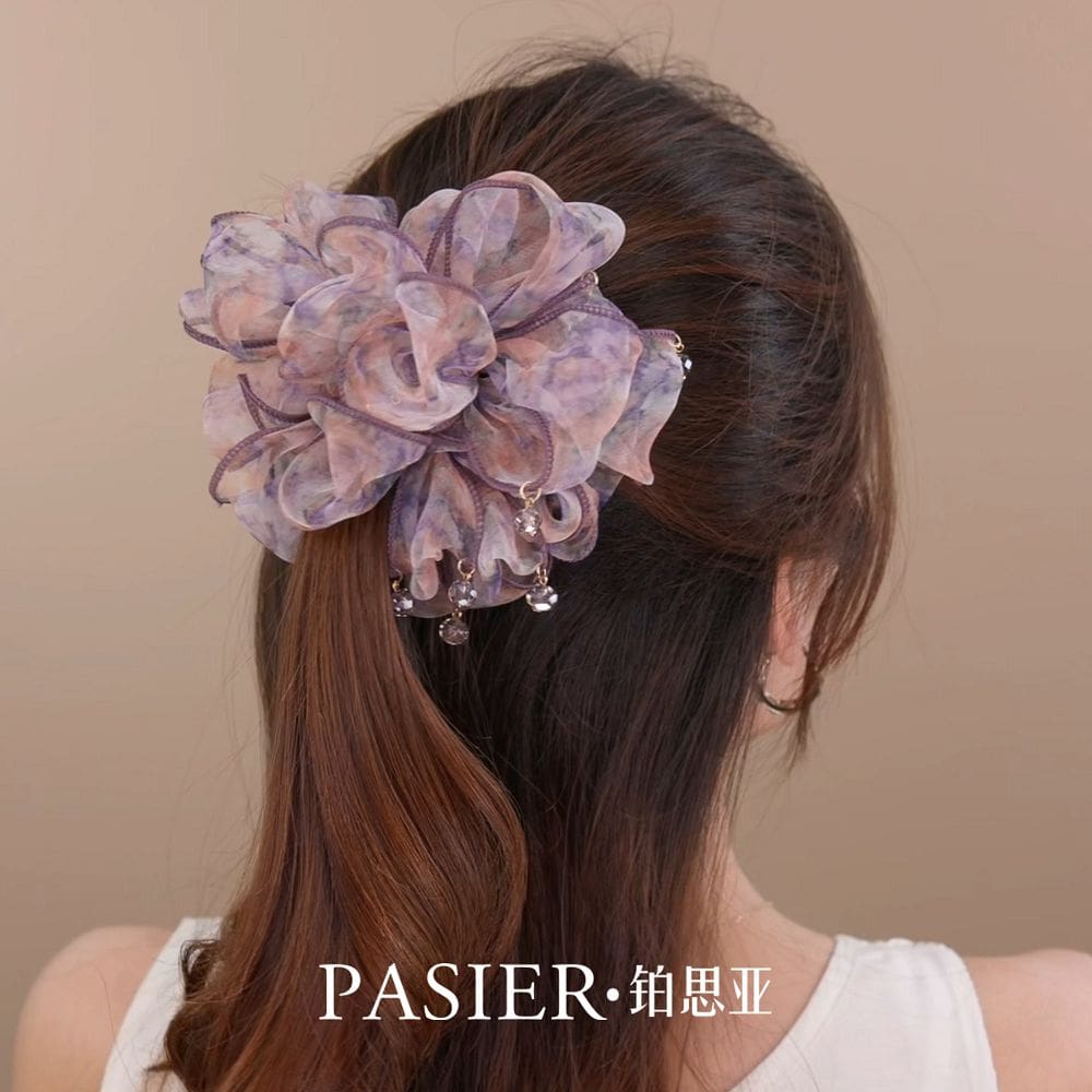 巴黎假日髮圈女法式蓬松大號花苞丸子頭繩
