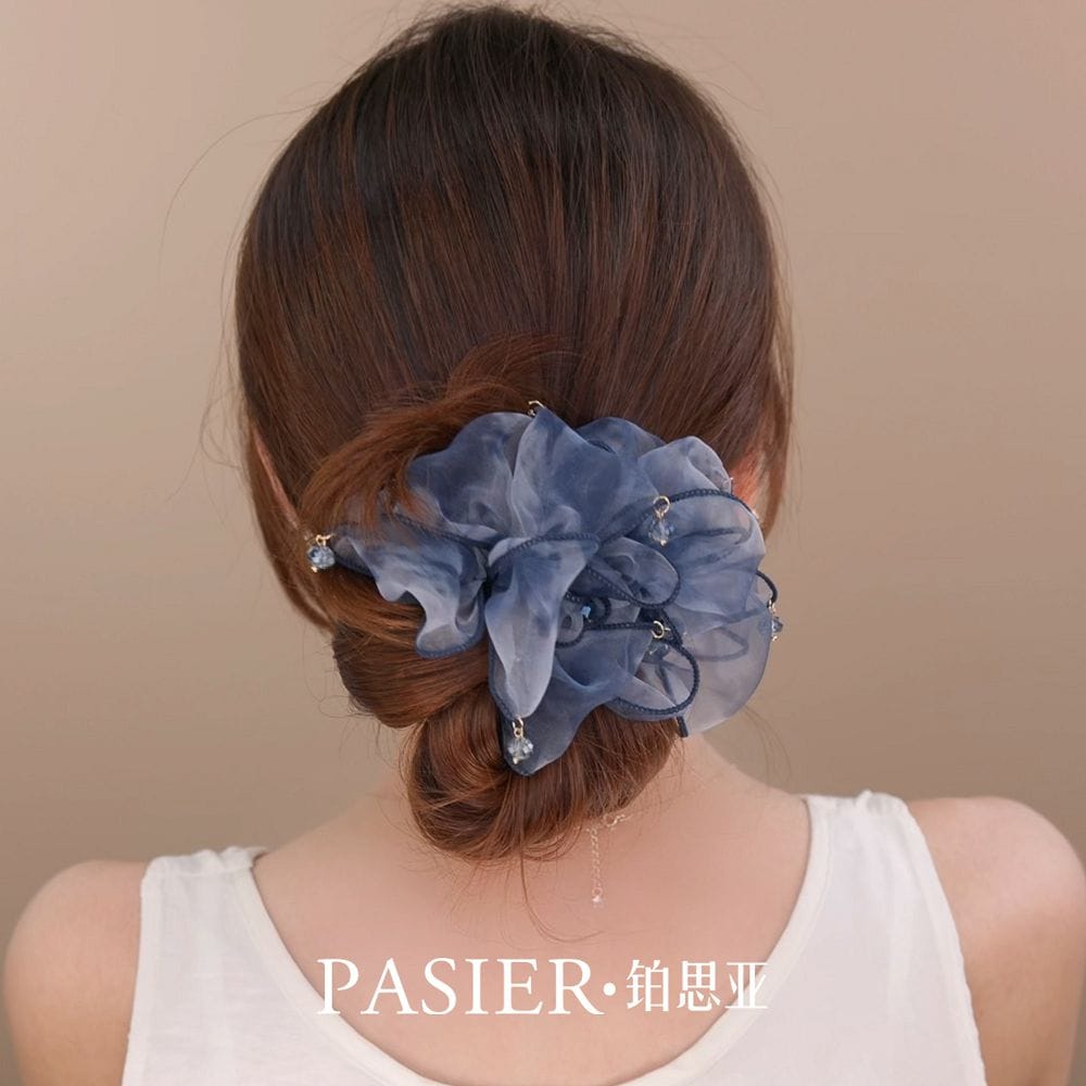巴黎假日髮圈女法式蓬松大號花苞丸子頭繩