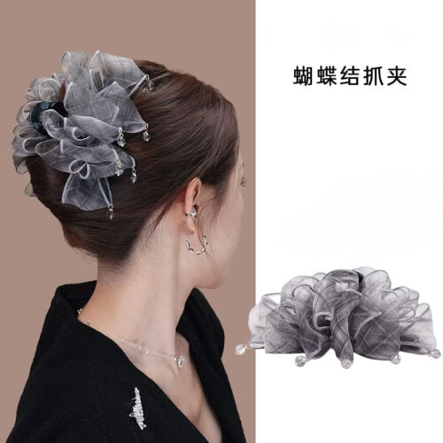 蝴蝶結網紗抓夾女高級感氣質巨好看髮夾