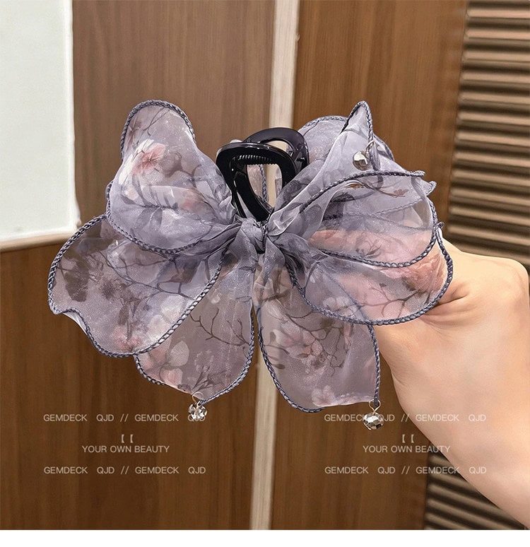網紗蝴蝶結抓夾女高級感後腦勺髮夾