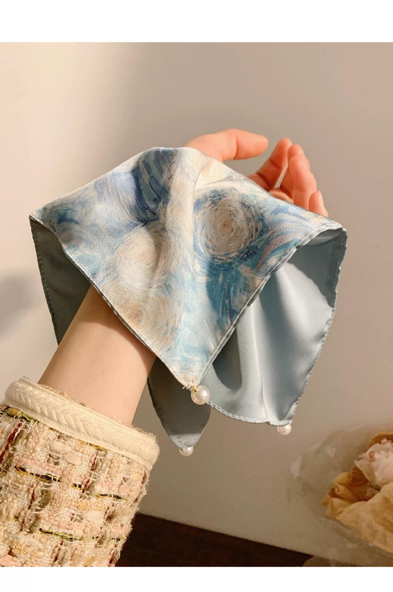 高級感油畫暈染緞面大腸髮圈