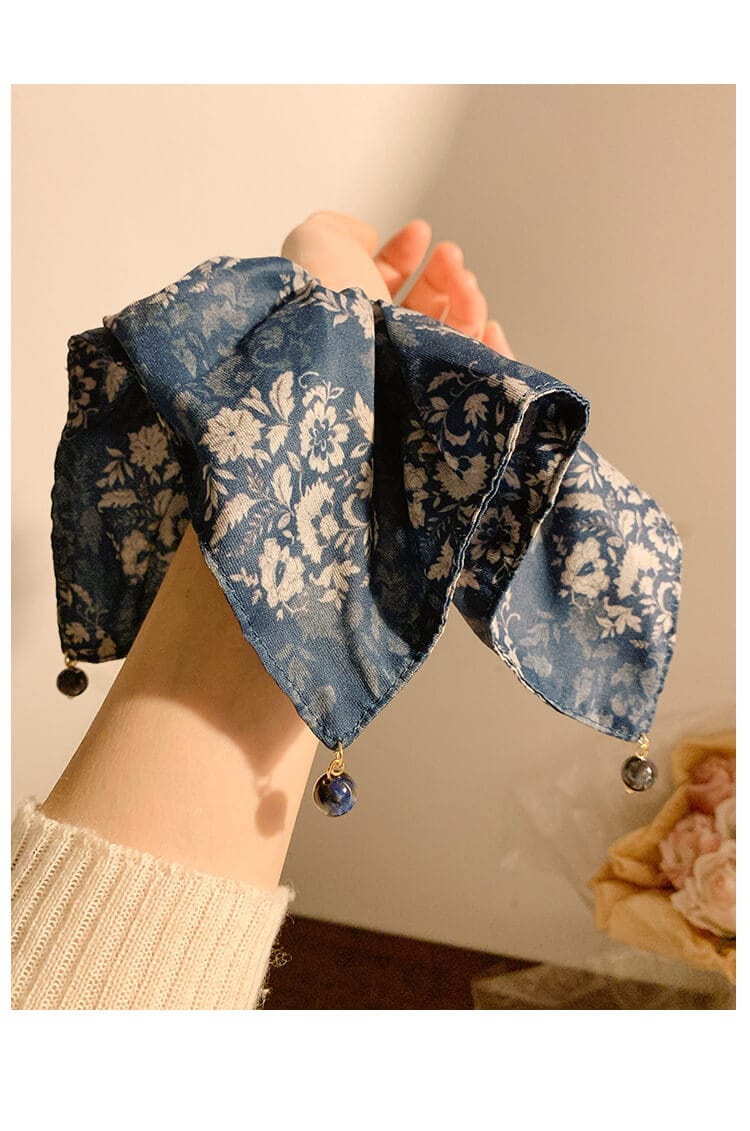 新中式暈染風方巾大腸髮圈