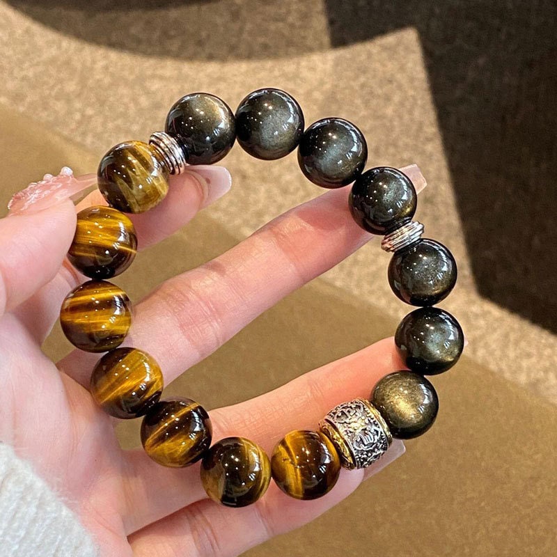 天然虎眼石手串男士曜石水晶手串