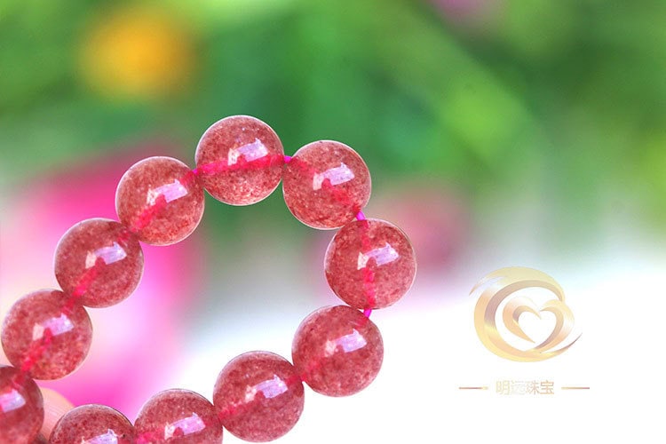 天然草莓晶手鏈冰種草莓手串