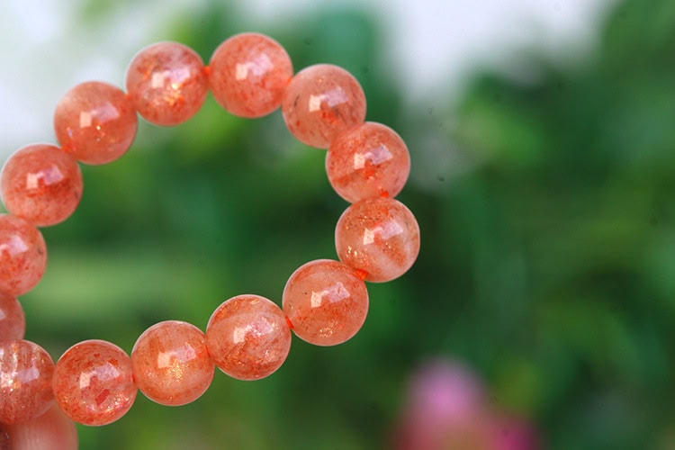 金太陽日光石斯裏蘭卡橙紅草莓晶手串