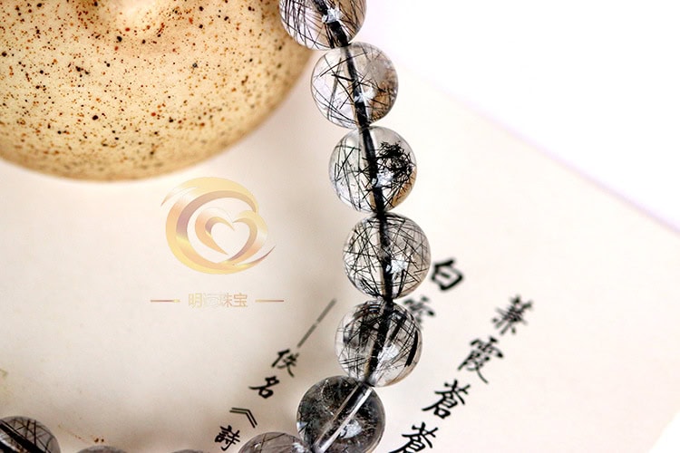 天然黑髪晶手串