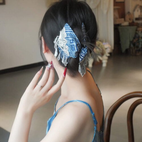 浣沙溪藍色民族風頭飾氣質女士後腦勺髮夾
