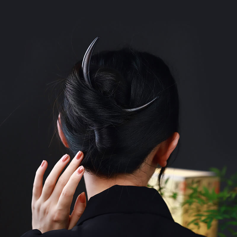 月亮髮簪上鉉月木質簪子：圖片 3