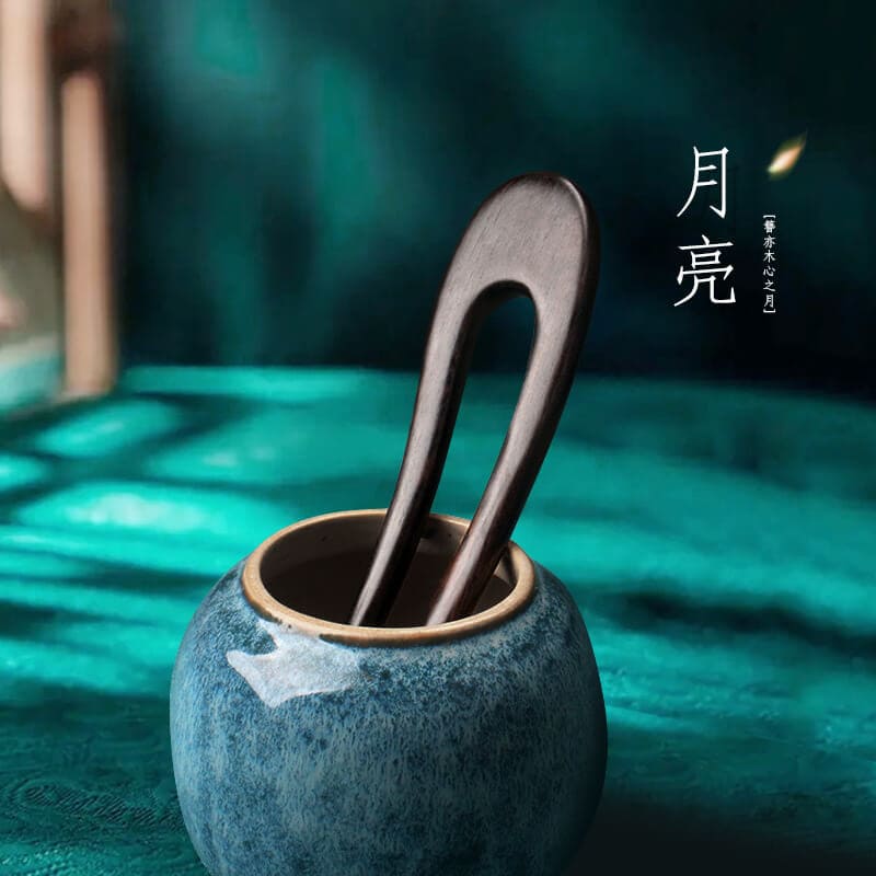 U形型髮簪盤髮丸子頭黑檀木：圖片 4