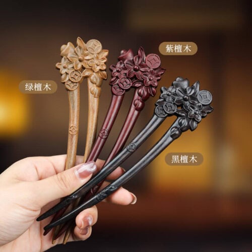 黑檀木髮簪古風盤髮高級感新中式髮釵：圖片 3
