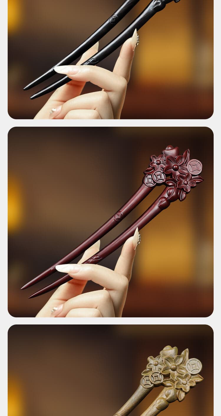 黑檀木髮簪古風盤髮高級感新中式髮釵