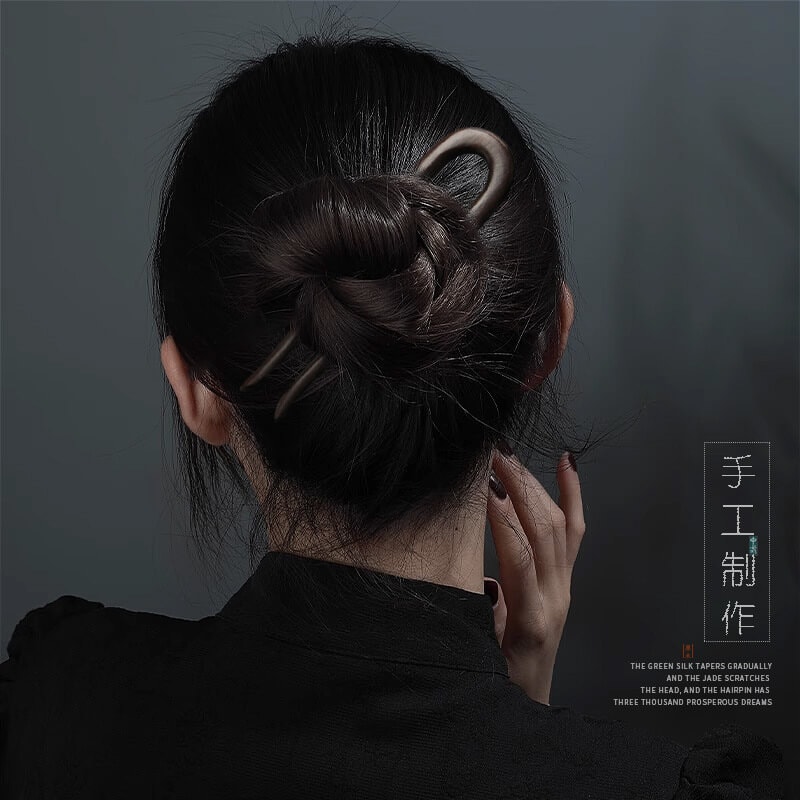u型髮簪木簪子盤髮丸子頭古風漢服配飾：圖片 4