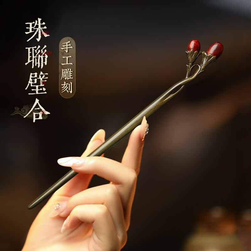 古風木簪綠檀木復古簪子挽髮日常髮飾盤髮髮簪