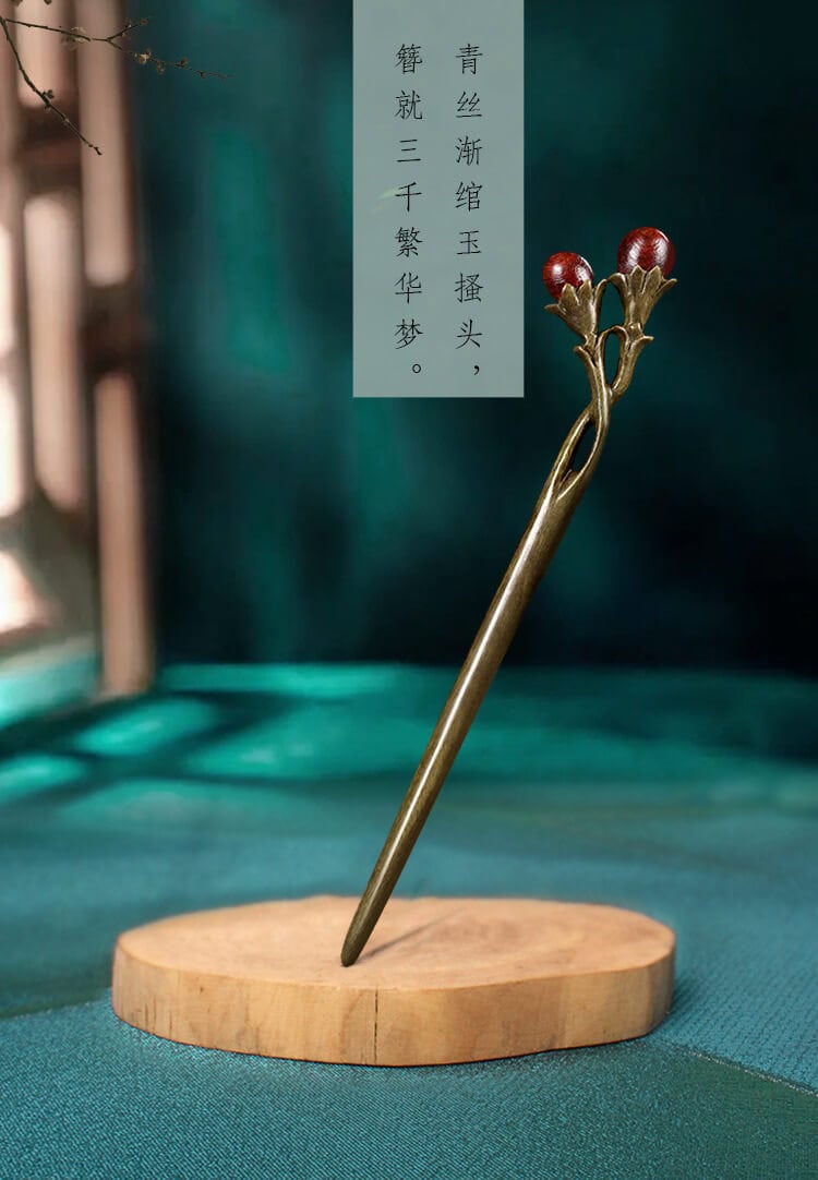古風木簪綠檀木復古簪子挽髮日常髮飾盤髮髮簪