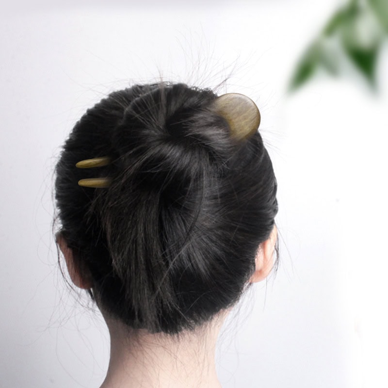 桃木髮簪手工檀木U型簪子：圖片 2