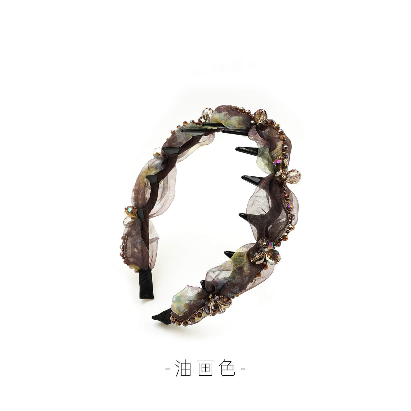 琥珀流光氛圍感百搭日常壓髮髮卡手工髮箍：圖片 4