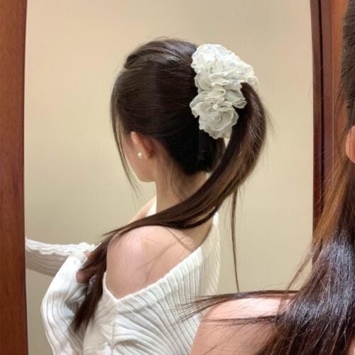 田園風春日溫柔粉藍碎花香蕉夾