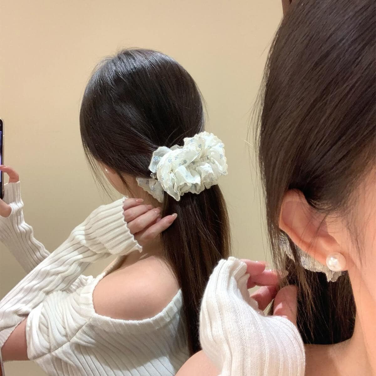 田園風春日溫柔粉藍碎花香蕉夾：圖片 3