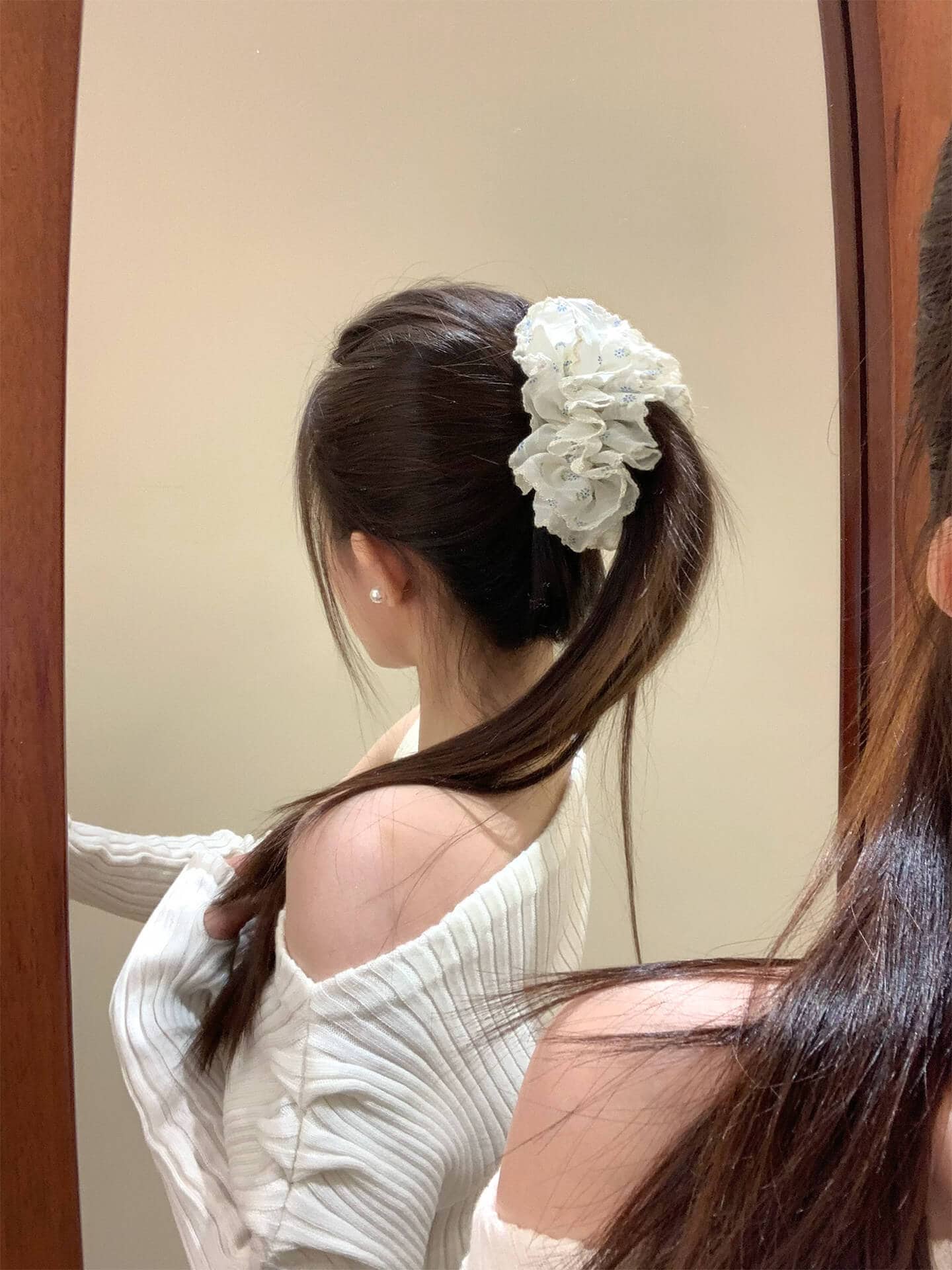 田園風春日溫柔粉藍碎花香蕉夾