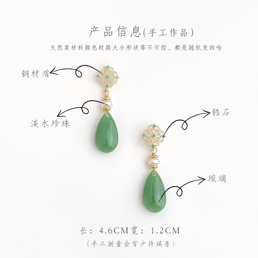 天然淡水珍珠鏤空蕾絲鋯石宮廷風耳環：圖片 3