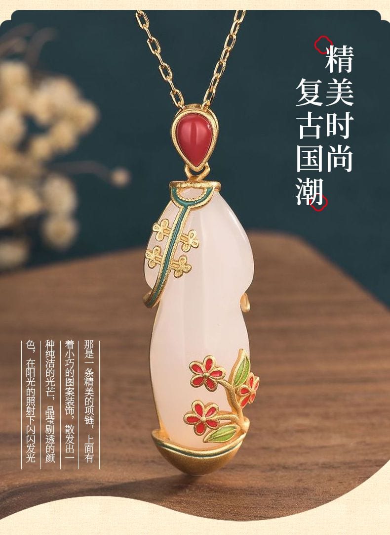 宮廷旗袍配飾旗開得勝玉景泰藍項鏈