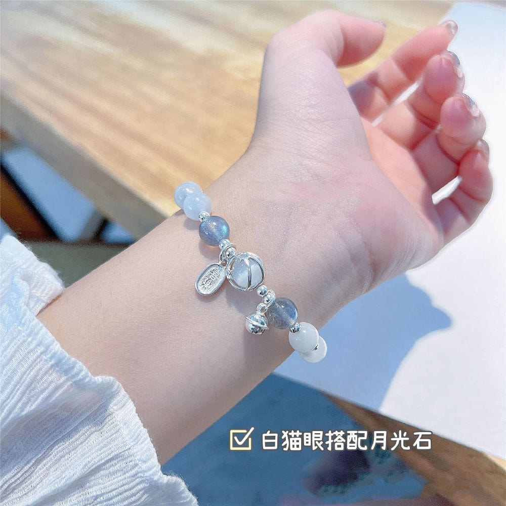 森系貓眼石手鏈月光石光圈水晶手鏈