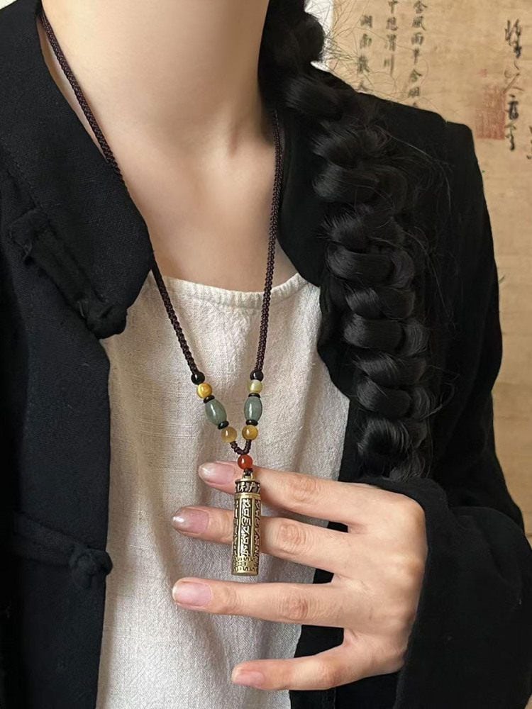 民族風嘎烏盒金屬吊墜編織繩項鏈：圖片 2
