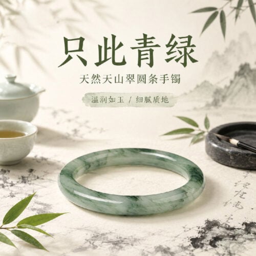 天山翠圓條手镯冰透翠色玉镯