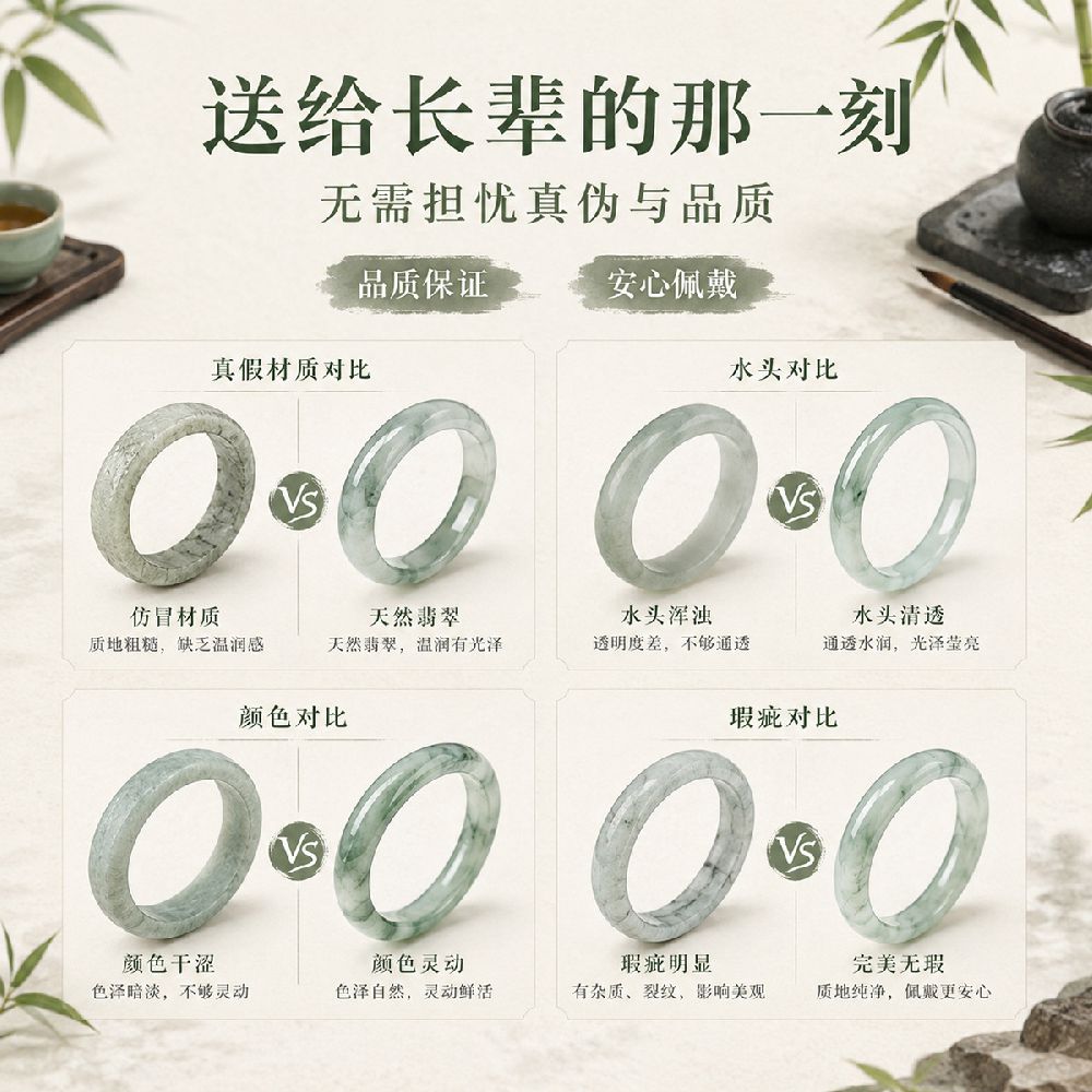 天山翠圓條手镯冰透翠色玉镯：圖片 3