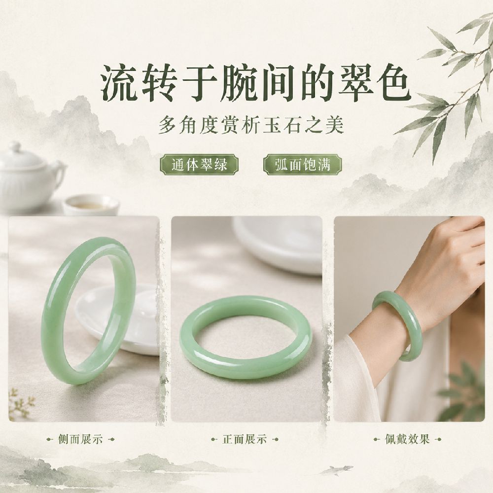 玉晴水手镯女款簡約平安镯子