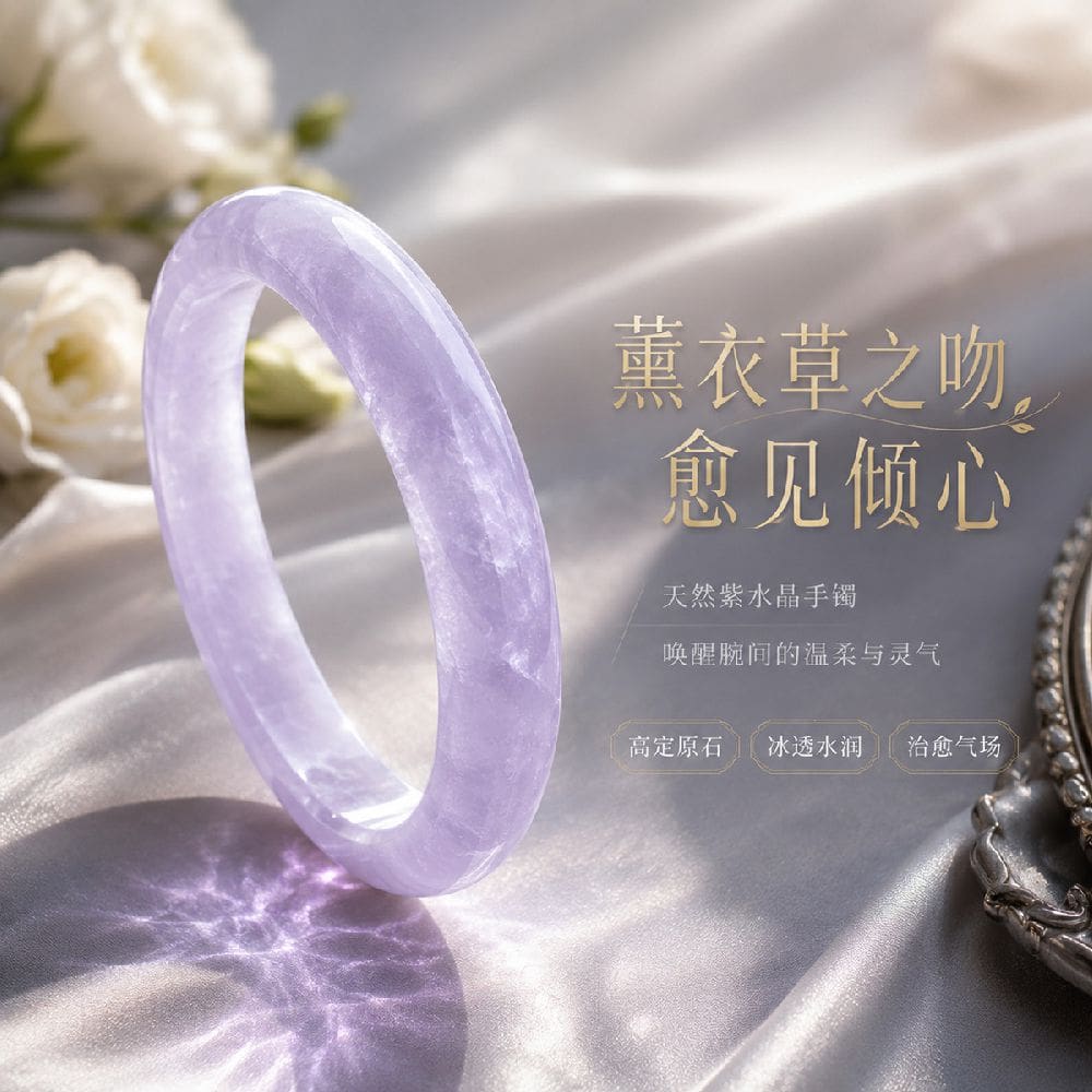 薰衣草紫水晶手镯通透冰潤紫水晶手環