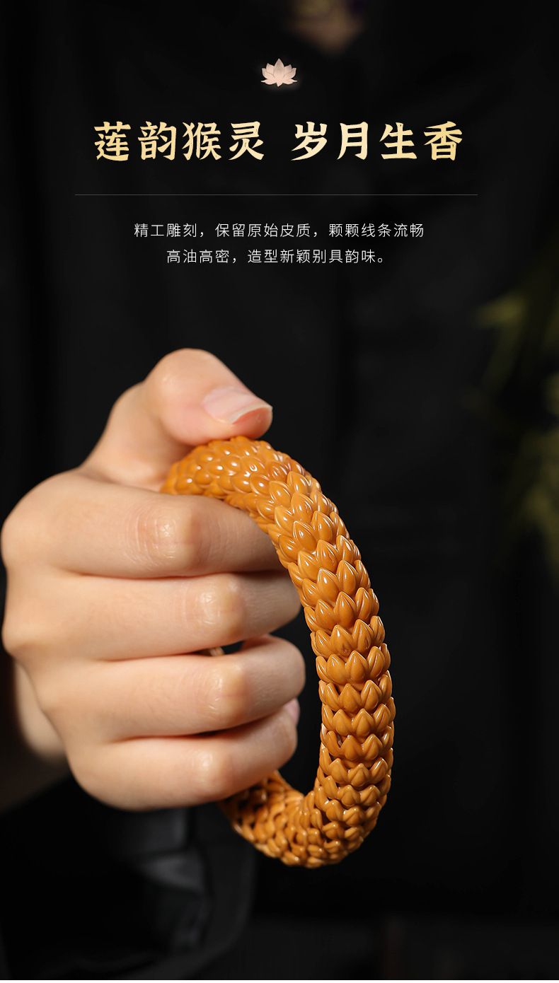 九转莲花精雕猴头手串单圈文玩佛珠