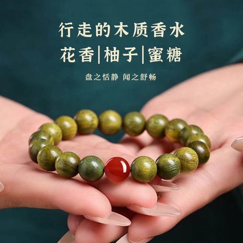 绿檀木手串五行金木水火土檀香手串：圖片 4