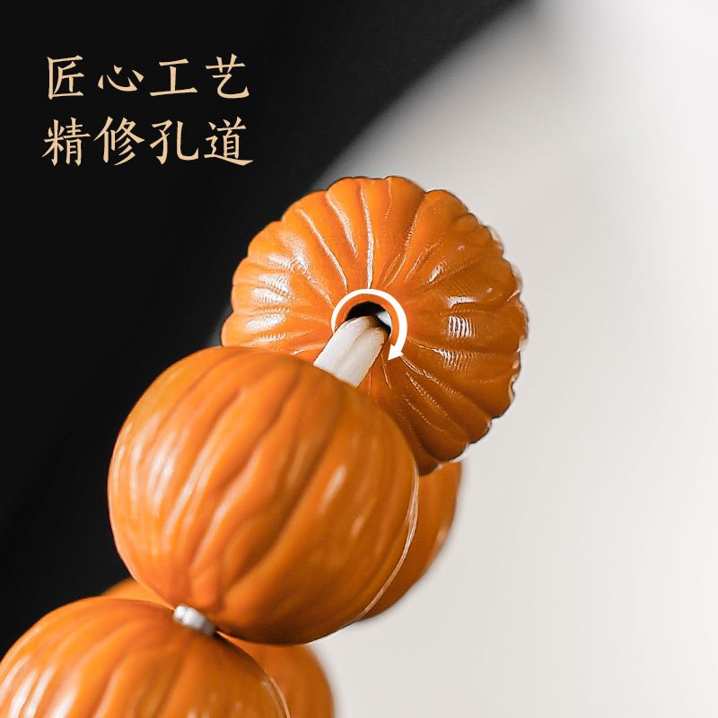 小核桃雕刻京八棱佛珠念珠文玩手串：圖片 2