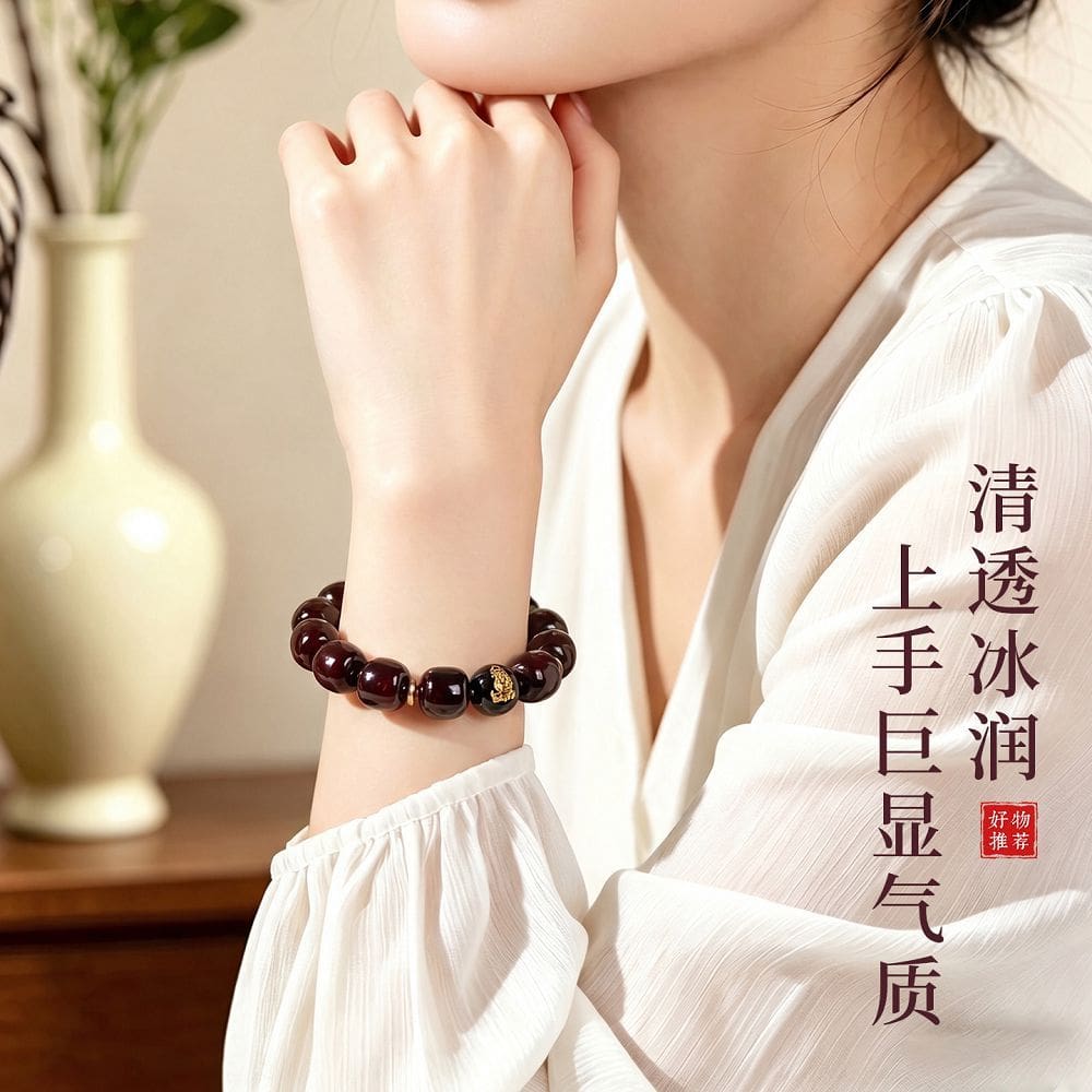 玉化透光溏心老料菩提十二生肖发光手串：圖片 2