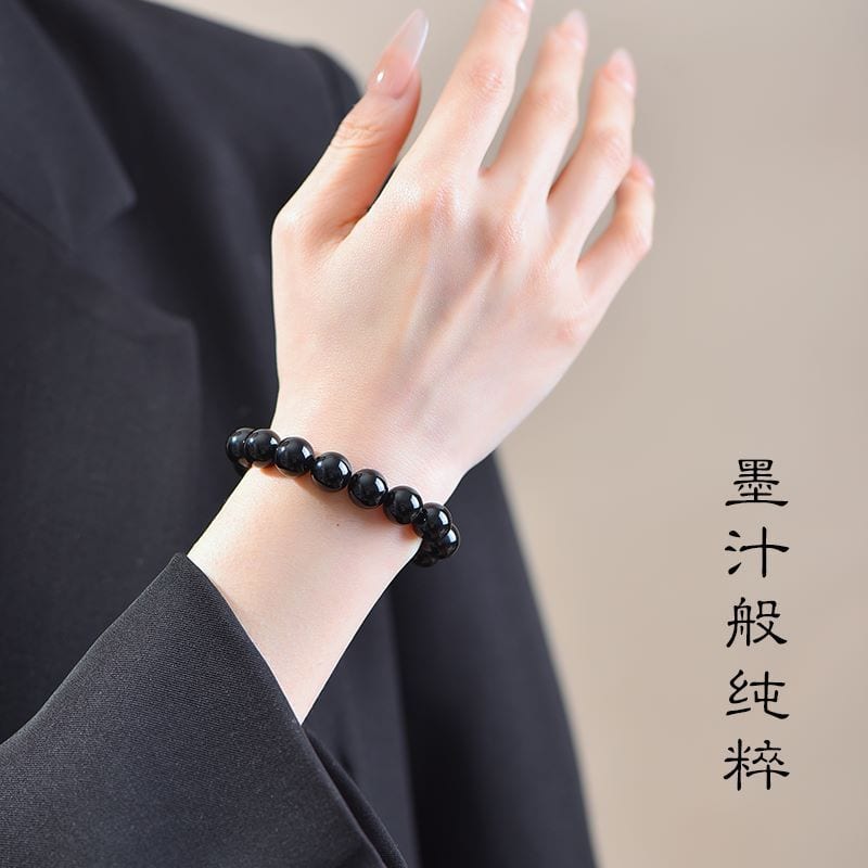 天然黑曜石手串男女款黑曜石手鏈：圖片 4