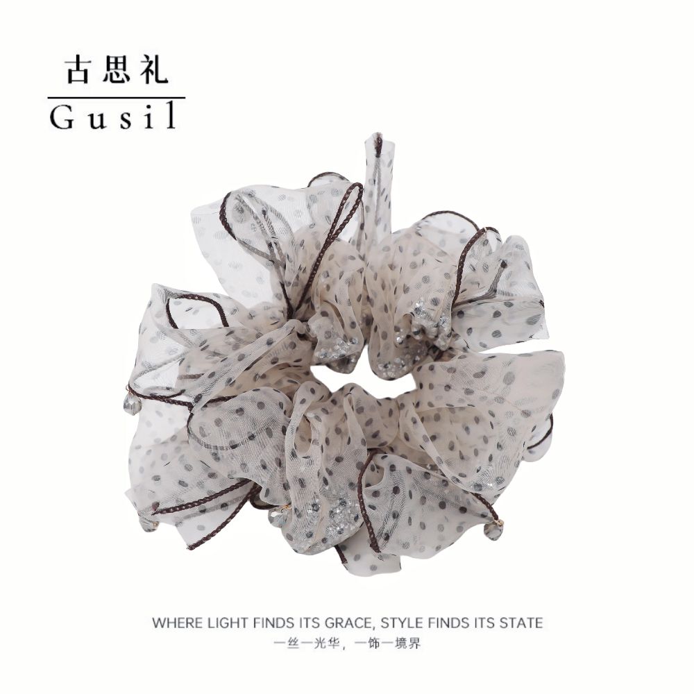 白晝流星髮圈法式複古波點網紗髮圈：圖片 5
