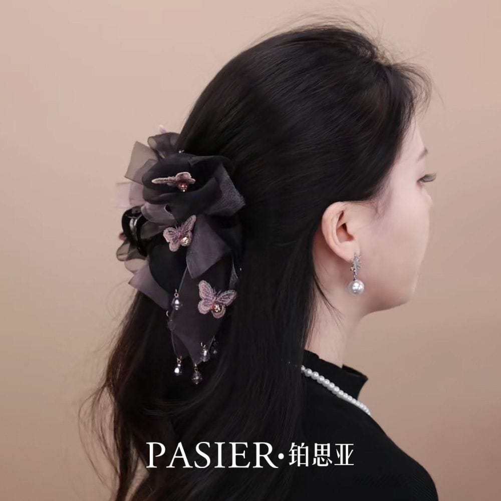 粉蝶飛舞抓夾女後腦勺蝴蝶盤髮鲨魚夾：圖片 2