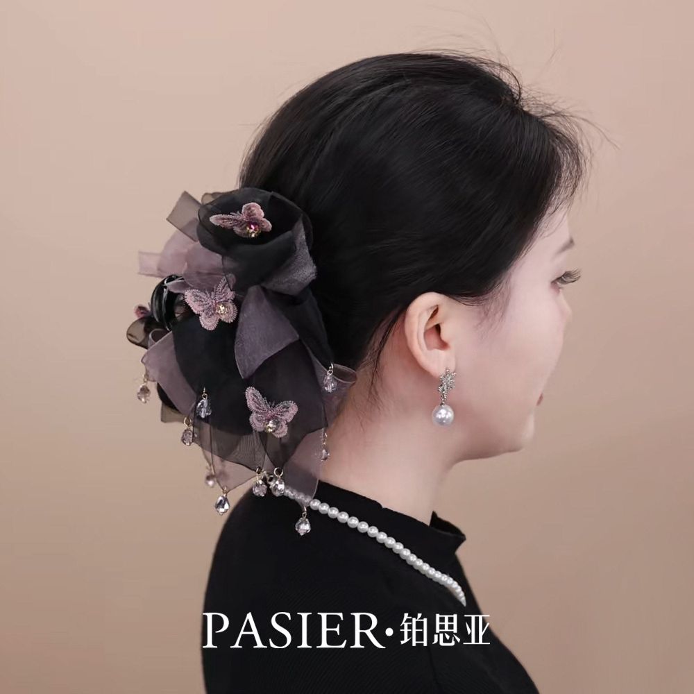 粉蝶飛舞抓夾女後腦勺蝴蝶盤髮鲨魚夾：圖片 4