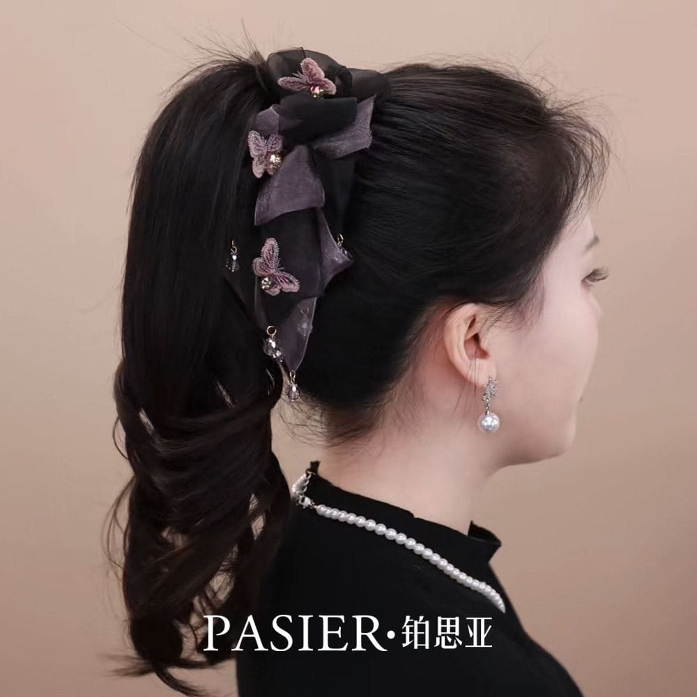 粉蝶飛舞抓夾女後腦勺蝴蝶盤髮鲨魚夾：圖片 5